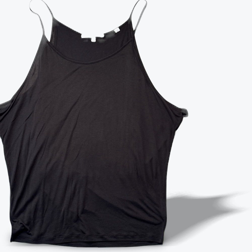 Bella Luxx Los Angeles Tank Top High Neck Halter Spaghetti Strap Black Womens XS